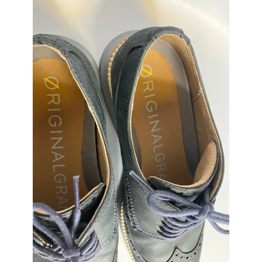 Cole Haan Zerogrand original wingtip Oxford shoes navy blue leather men's size 8